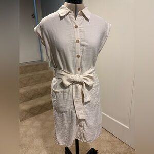 Elegant Cream Button-Down Dress